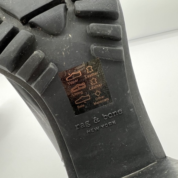 Rag & Bone Shiloh Boot Size 40 US 10 Black Leather Lug Sole Chelsea Ankle Bootie - Picture 10 of 14